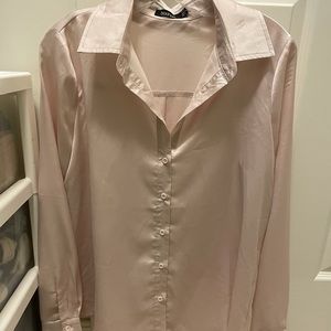 Boohoo satin pink top